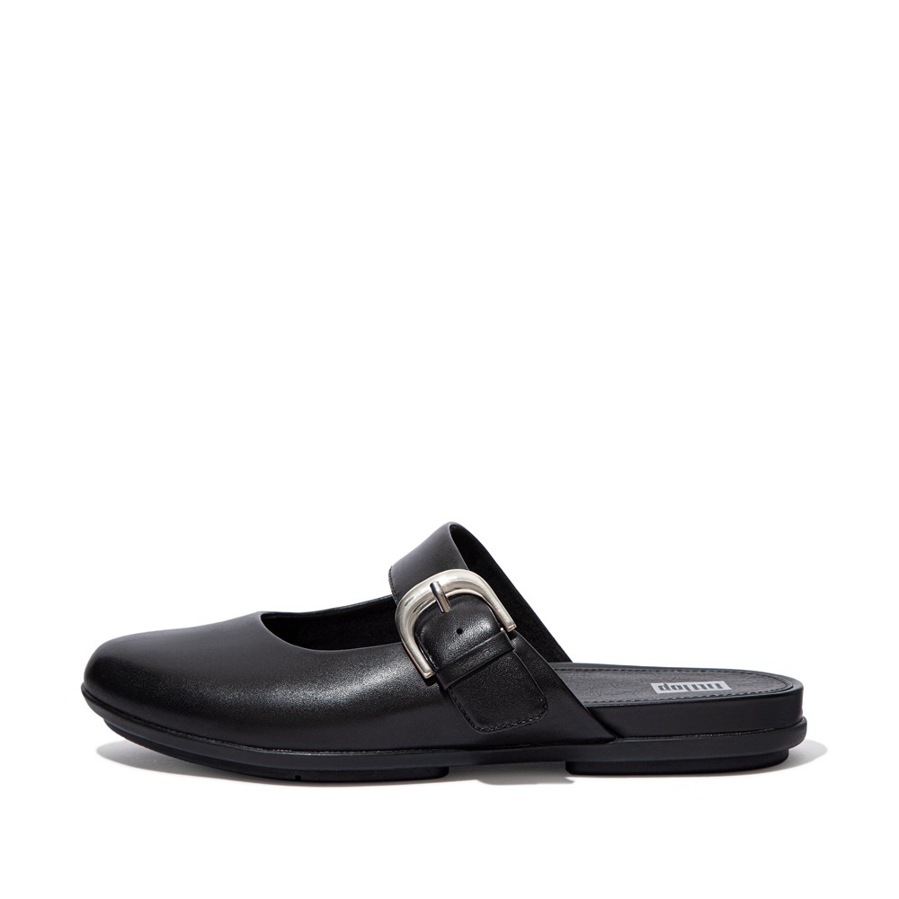 Fitflop Womens Mules Black - Allegro Buckle Leather - RM0179826